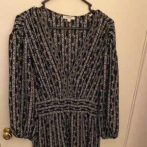 Max Studio London Dress Black Floral Stripe Size XL